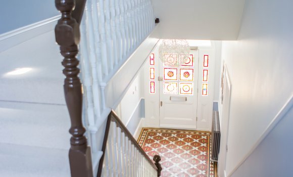 Complete refurbishment lobby with stairs and front door