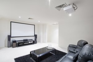 Basement movie room black and white